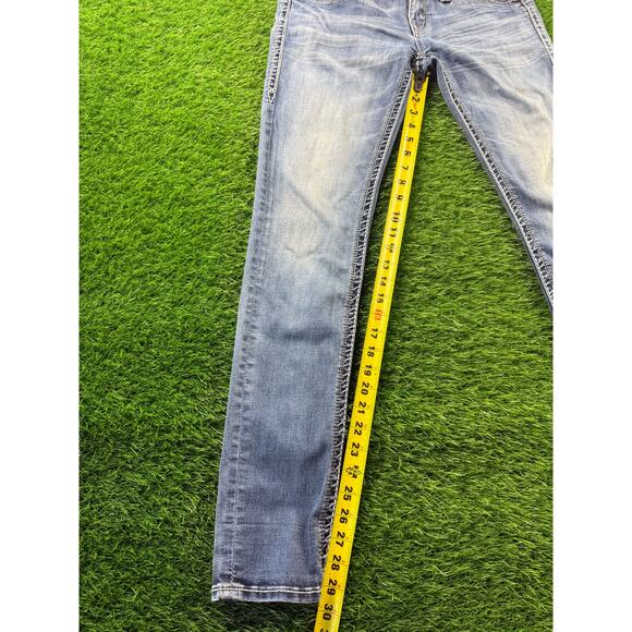 Rock Revival Adele Skinny Jeans Women 28 Blue Stretch Fleur Pocket Denim Y2K EUC - Picture 8 of 12